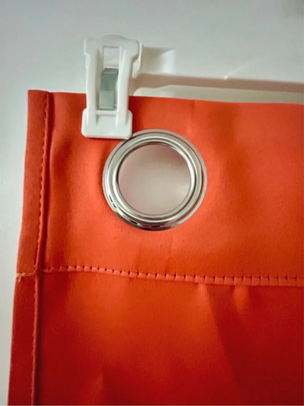 Modern Orange Grommet Curtain Panel - Solid Window Drapery